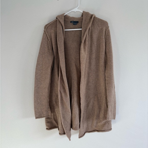 VINCE Sophie Yak-Wool Hooded Cardigan in Wheat Tann - Picture 2 of 9